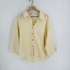 Grae Cove 100% Linen Button Down‎ Cream Beige Oversized XL Coastal Minimalist